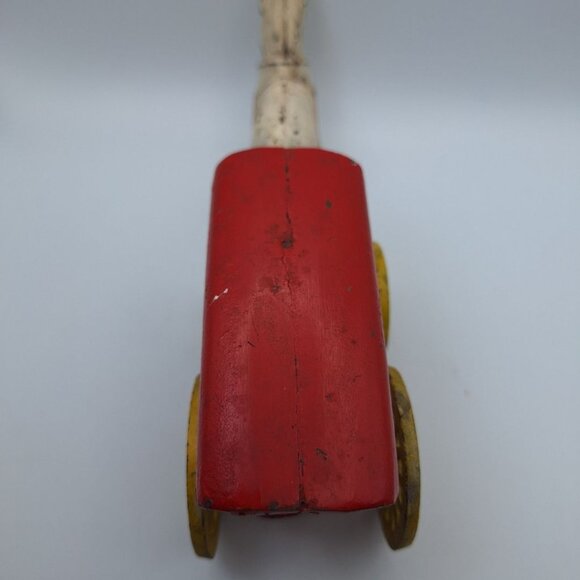 Cast Iron Ice Trailor Horse Vintage White Red Moving Wheels Metal Axle Wagon - Picture 8 of 9